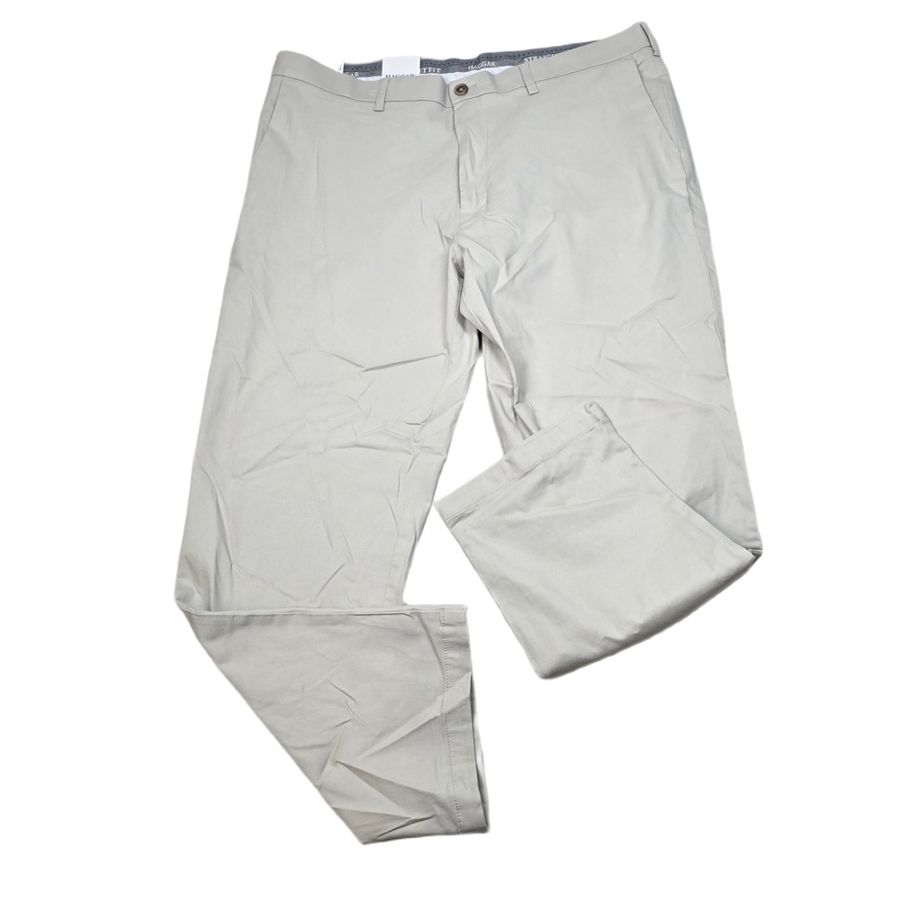Haggar Premium‎ Soft Chino Pants Mens 40x30 Beige Khaki Straight Fit NEW